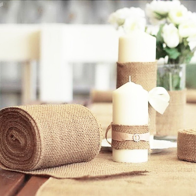 Alytimes 160CM Roll Upholstery Fabric Natural Jute Hessian Burlap Cloth