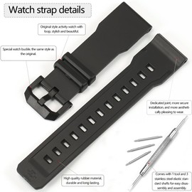 24mm Replacement Watch Band Compatible With Casio GA-2300 Men's Series Strap GA-2300-1AER GA-2300-4AER GA-2300-7AER Resin Rubber Bracelet (Black, Millimeters, 24)