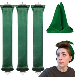 Keptwell Velvet Overnight Curls Satin No Heat Hair Rollers for Short Long Hair to Sleep in Hair Care Styling Tools Rods Foam Spong(Green, Large)
