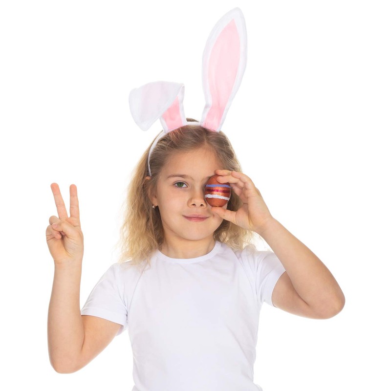 Funcredible White Bunny Ears Headband - Velvet Bendable Rabbit Ears