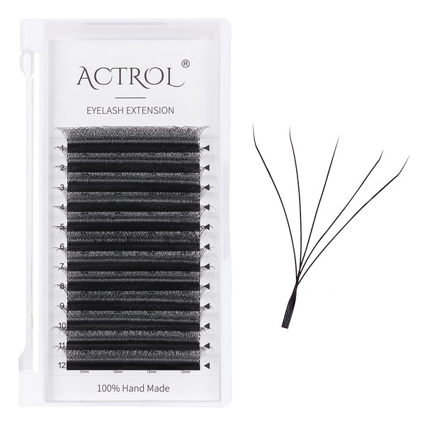 W Eyelash Extensions 5D Volume 0.07D Curl 12mm Easy Fan
