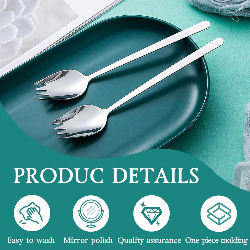 Pack of 6 Stainless Steel Spork Spork, Long Salad Spoon,