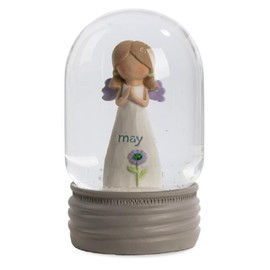 Blossom Bucket May Birthstone Angel Snow Globe, 4.25-inch Height, Resin, Home, Home Décor