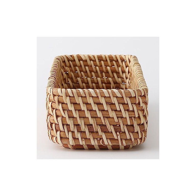 MUJI 37525702 Overlapping Rattan Rectangular Box, Half, Shallow, Width 10.2