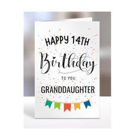 14th birthday card for Granddaughter, gifts for girl, girls, her, female, presents for women, from grandma, grandad, nan, nana, 14 years old, Happy to you, A5-163a_15
