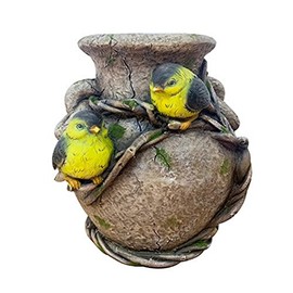 Red Carpet 20522 Studios Hand-Painted Sculpted Flower Pot Planter, 12.5" Deep, Gold Finches