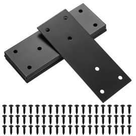 10 Pcs Flat Straight Mending Plates, Flat Plate Bracket, Flat Connecting Mending Plates Braces Brackets, Stainless Steel Support Joining Plate Furniture Repair Plate Fixing (Black 128x48mm)
