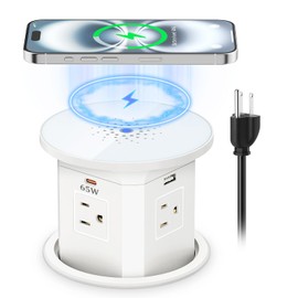 XBA 65W USB-C Pop Up Outlet with 10W Wireless Charging, 4-Inch Cutout