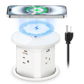 XBA 65W USB-C Pop Up Outlet with 10W Wireless Charging, 4-Inch Cutout