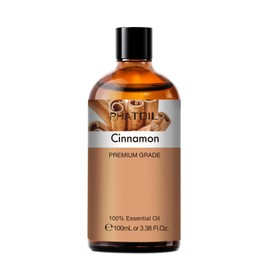 PHATOIL 100ML Cinnamon Essential Oil, Huge 3.38fl.oz Bottle Cinnamon Oil, Aromatherapy Oils for Diffuser, Humidifier, DIY Soap and Candle Making, Essential Oil Singles