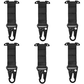 sozothy Tactical Gear Molle Clash Hook, Molle Belt Clip with Tee Mount,Tactical Snap Hook Battle Belt Accessories for Gloves Keychains(Black 6 Pack)