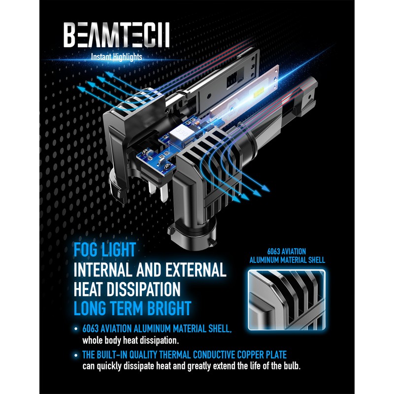 BEAMTECH H11 Fog Light Bulb, H8 H9 H16 Fog Light