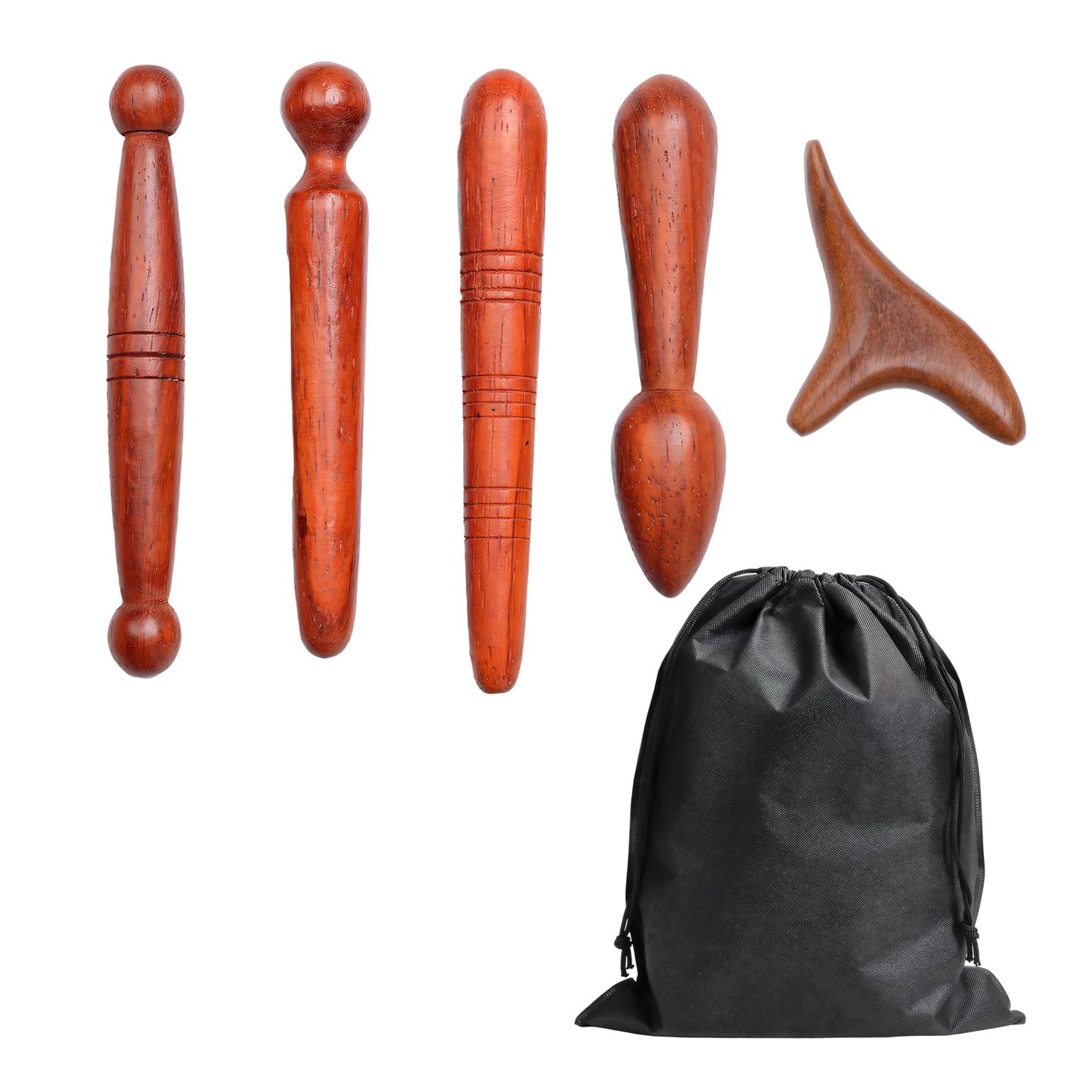 Wooden Massage Set, 5 Pieces Trigger Point Pusher and Acupressure Pen ...