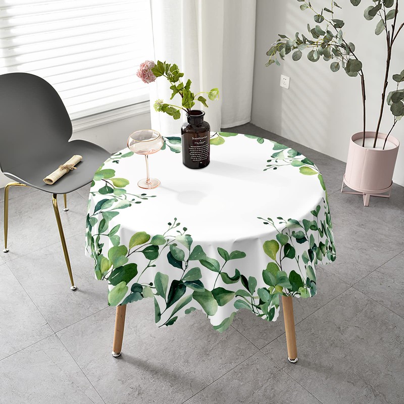 Round Tablecloth 150cm Floral Wipeable Tablecloths Polyester Wipe Clean Table