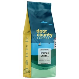 Door County Coffee Heavenly Caramel Decaf Flavored Coffee - 10oz Bag - Ground Medium Roast - 100% Arabica