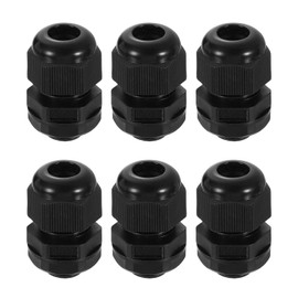 uxcell 6Pcs NPT 1/4" Nylon Cable Glands, Waterproof Cord Grip Connector, Adjustable Wire Grommet Protectors with Gaskets and Locknut for Junction Box, Black