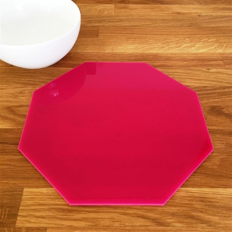 Octagon Placemat Set - Gloss Light Pink 4 Placemats Standard
