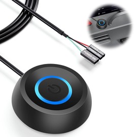 BOBOPACK Round PC Power Button with Cable Length 1.8 m, External Remote Start Switch for the Power Switch of the Computer Motherboard, with LED Display, Suitable for Desktop Computers (Black)