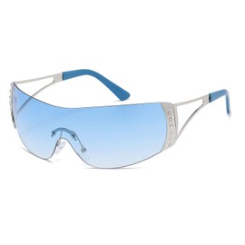 YAMEIZE Trendy Rimless Y2K Wraparound Sunglasses - for Women Men Stylish Frameless Oversized Wrap Around Glasses Cycling Sport Shopping Outdoor