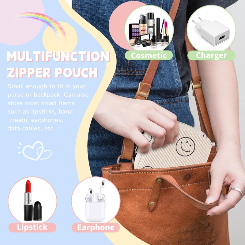 SIDESUGAR Cute Small Makeup Bag Corduroy Cosmetic Bag for Women