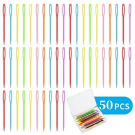 WLLHYF 50PCS Plastic Sewing Needles, 9 cm Large Eye Plastic Yarn Lacing Weaving Needles Embroidery Safety Needles for Kids DIY Sewing Handmade Crafts Needles Project
