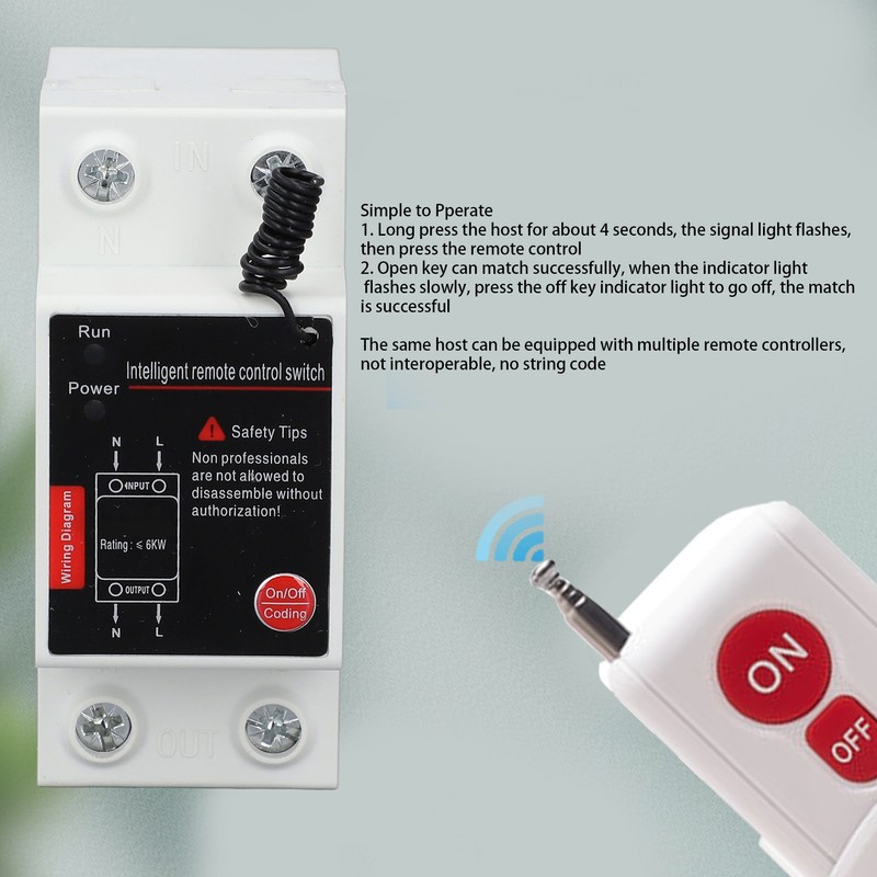 Remote Control Switch 1KM Range Single Phase Intelligent Power Switch