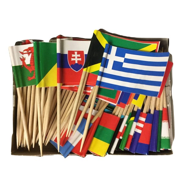 Box of 100 Different World Flags Country Flags Toothpick Flags Perfect for the Olympics WindStrong®