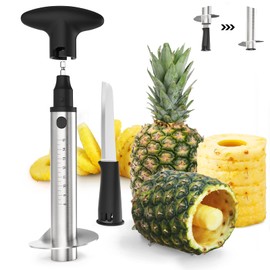 Newness Pineapple Corer with Knife, [Upgraded, Electric & Manual] Stainless Steel Fruit Cutter with Electric Drill Accessory, Pineapple Slicer Core Remover Kitchen Tool with Measure Mark
