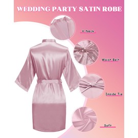 goodmansam 12 Pcs Silky Satin Kimono Robes Bride Bridesmaid Bathrobes Womens Short Sleepwear for Wedding Bridal Getting Ready Birthday Party