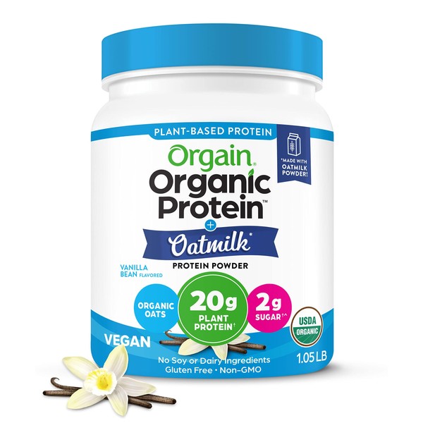 Orgain Organic Vegan Protein Powder + Oat Milk, Vanilla Bean
