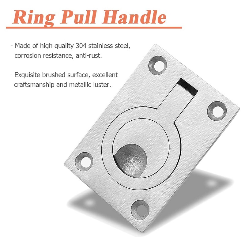 Mesee 2 Packs Flush Ring Pull Handle with Mount Screws