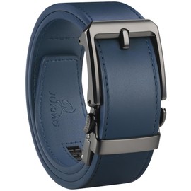 JUKMO 1.5" (38mm) Leather Ratchet Belt for Men in Gift Box (Blue, Small)