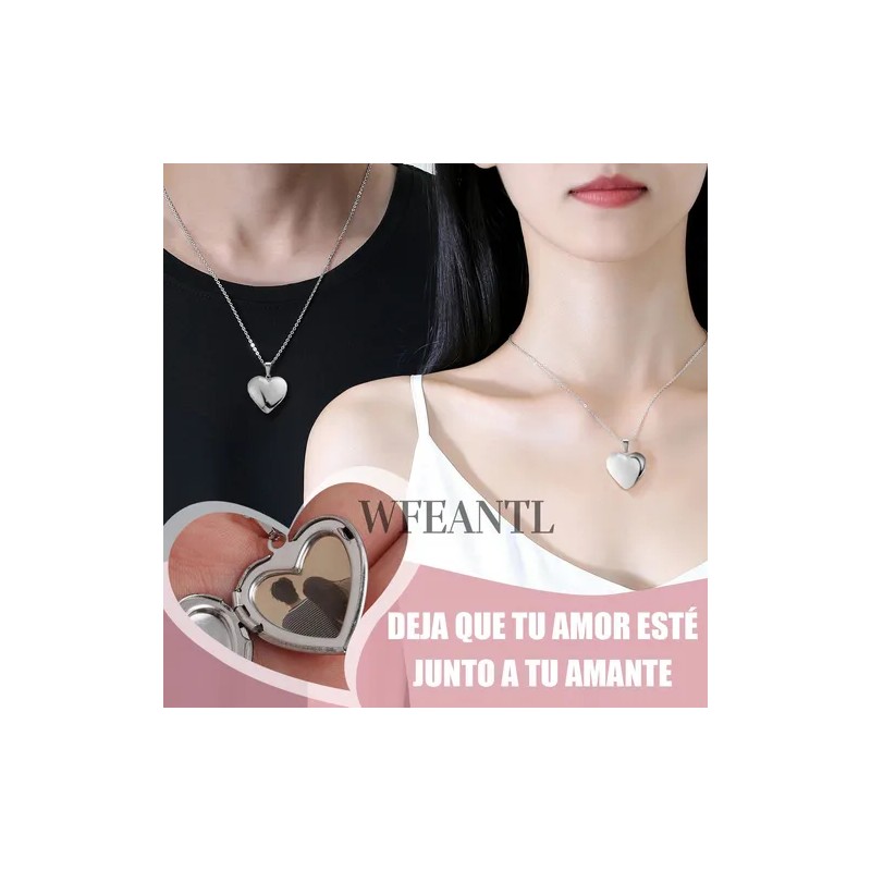 2pzs Collar Dije Corazón Para Parejas Fotos Acero Inoxidable