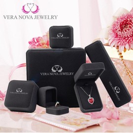 VERA NOVA JEWELRY Dazzling 2.68Ct Blue Synthetic Sapphire Oval-Shape Sterling Silver Pendant Necklace with 18-inch Box Chain