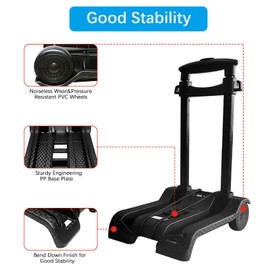 Portable Folding Hand Truck Lightweight Trolley Compact Utility Cart with 50kg/110lbs Heavy Duty 2 Wheels Solid Construction Adjustable Handle for Moving Travel Shopping Office Luggage Use(BY07-Black)