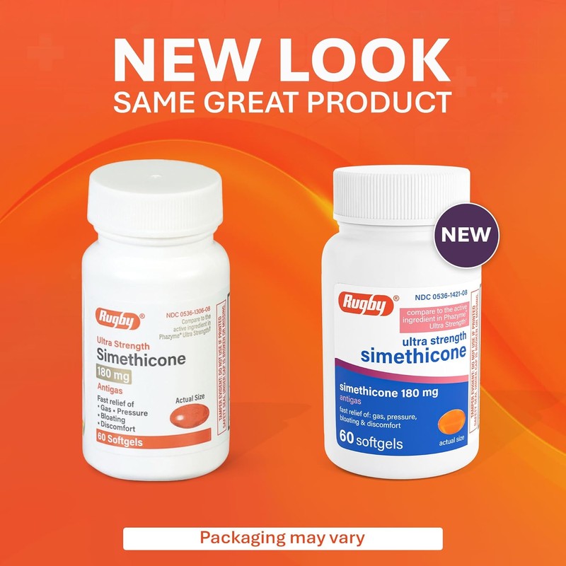 Rugby Ultra Strength Simethicone Gas Relief 180 mg - Maximum