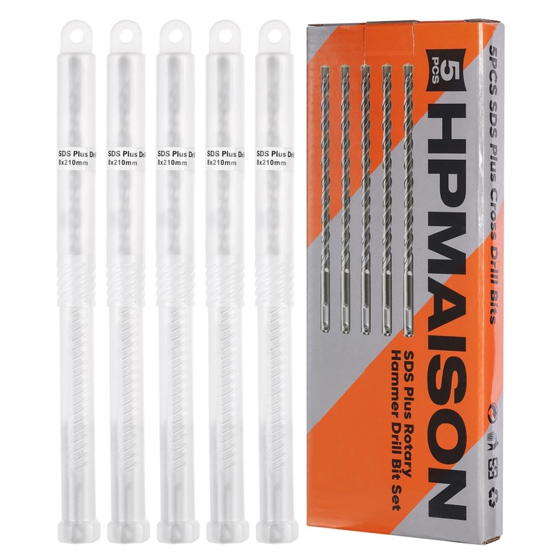 HPMAISON SDS Plus Rotary Hammer Drill Bit Set 8mm x