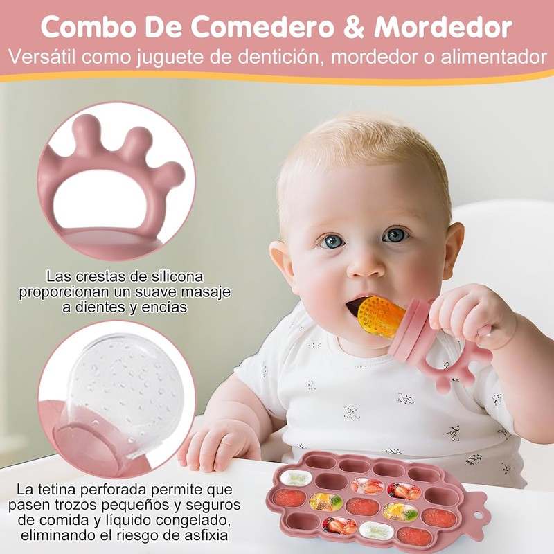 Guante de Dentición de Silicona para Bebés, Chupon para Frutas