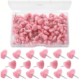 Heart Push Pins,Corkboard Nails for Office/Home Decor-Durable Decorative Push Pins for Bulletin Board,Photos,Notes,DIY Crafts,Soft Corkboard,Reusable&Cute Wall Decor (Pink Square Box 100PACK)