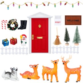 22 Accesorios Navideños para Casas de Muñecas en Miniatura Decoraciones Navideñas de Hadas para Niñas de Elfos Rojos Juguetes de Hadas en Miniatura Guirnalda de Árbol de Navidad
