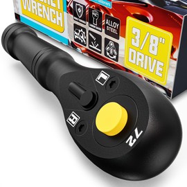 KIRXST 3/8" Drive Ratchet, 72 Teeth Ratchet Handle, Quick Release Reversible Ratchet Wrench for Bike Repair, 105 mm