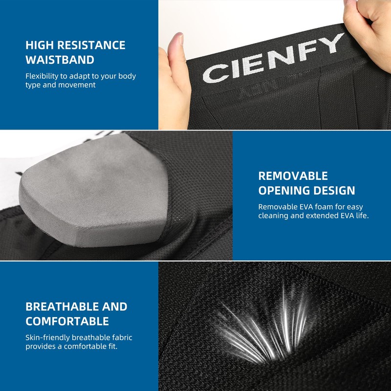 Cienfy Protective Padded Shorts EVA Tailbone Pad for Snowboarding, Skating