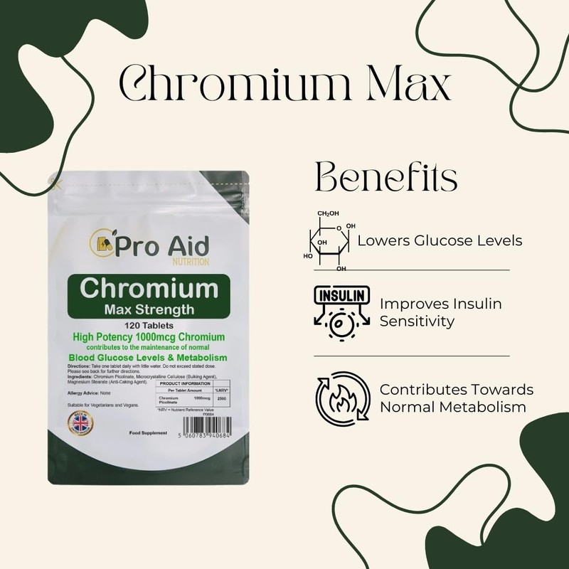 Chromium 1000mcg Picolinate Tablets | 120 Pack | Max Strength
