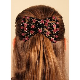 Mebella Women Magic Beads Shiny Hair Clips Stretchy EZ Double Comb Different Hair Styles One Size Fits All Single (Pink)