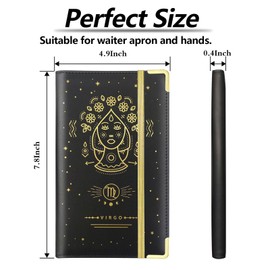 12 Zodiac Signs Server Book, Black Libra Server Books for Waitress Cute, Waiter Receipt Book, PU Leather Waitress Book with Zipper Pocket, Waitress Accessories(Virgo)