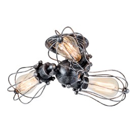 Vintage Ceiling Light Industrial Rotatable Semi-Flush Mount Ceiling Light Metal Lamp Fixtures Painted Finish; Moonkist (with 3 Light) (Silver)