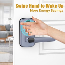 Smart Door Lock with Gateway and Door Sensor: Keyless Entry Door Lock with Keypad, Fingerprint, Smart Lock for Front Door with App Control - Biometric Door Lock for Home Security (Silver Gray)