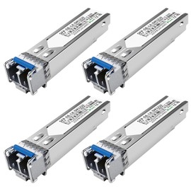 4-Pack 1.25G SFP LC Module 1000Base-LX Singlemode Transceiver (SMF, 1310nm, 20km, DDM) - Compatible with Cisco, Ubiquiti, Meraki, Fortinet, Mikrotik, TP-Link, Netgear, Aruba and many more