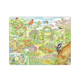 Larsen FH37 Colourful Flowers and Birds in a Beautiful Garden, 60 Piece Frame Jigsaw Puzzle