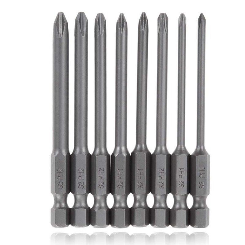 Mesee 8Pcs Long Cross Head Screwdriver Bits with 1/4 Inch